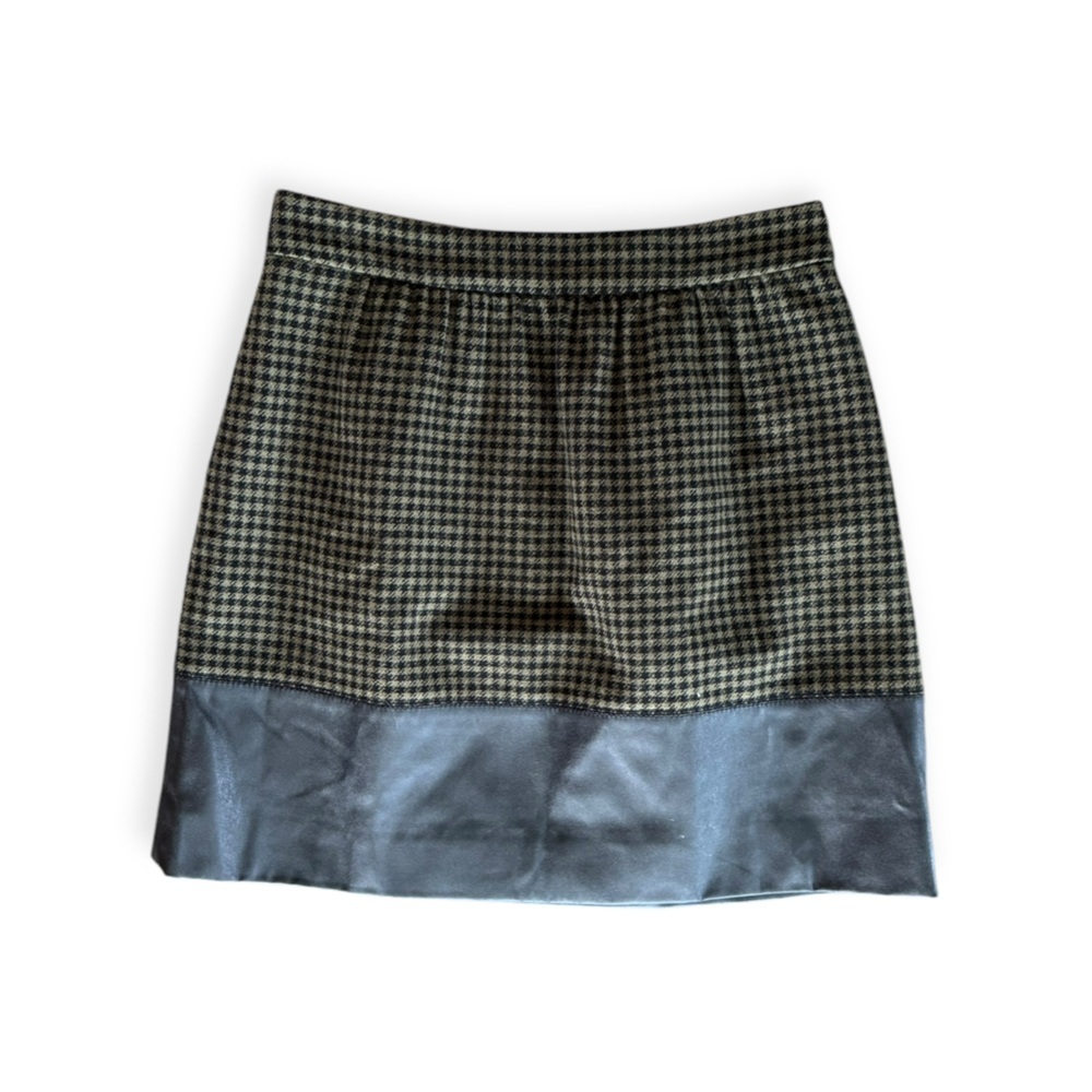 J.Crew skirt black green plaid skirt mini Sz 0 XS wool blend